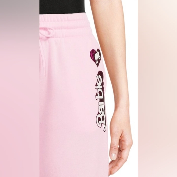 Barbie Matching 2 piece Jogger Set  Baby Pink & Fushia Pink Metallic Logo NWOT - Picture 8 of 10